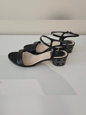 Dior Black Patent Leather Strappy Block Heel Sandals Size 38